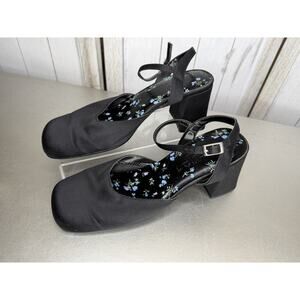 Vintage Highlights 90s Y2K Womens Black Satin Goth Chunky Heel Size 7